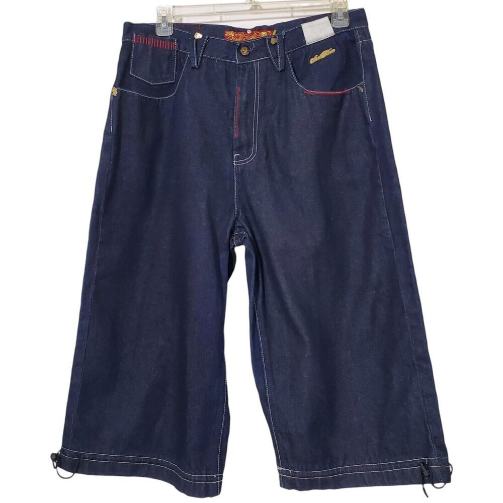Vintage Stash House Denim Jean Shorts 36 Relaxed Fit Baggy Hip Hop Skater Mens